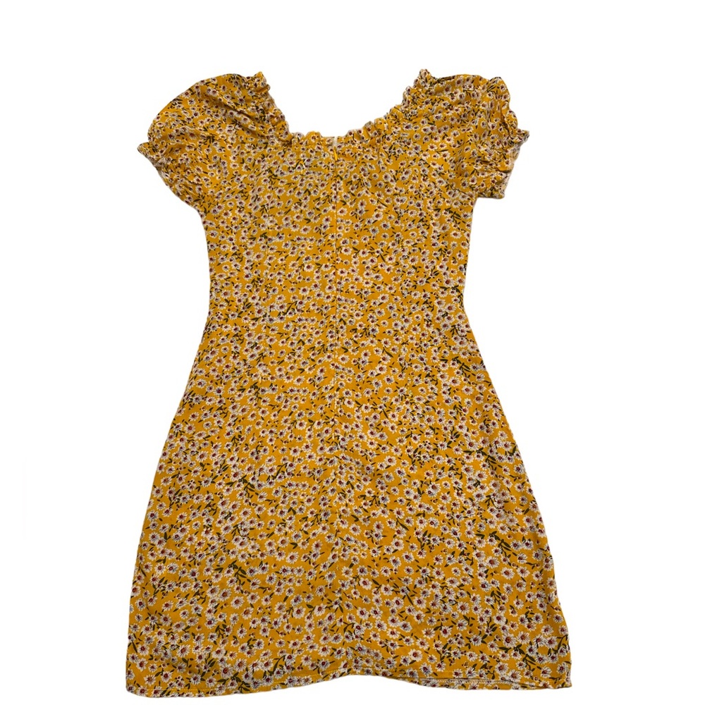 Princess polly summer yellow Floral Casia Mini Dress, Puff Sleeves dress US 0 - Picture 8 of 9